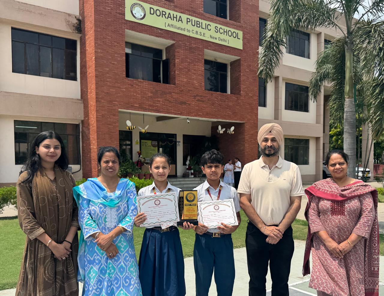 दोराहा पब्लिक स्कूल के जूनियर स्टूडेंट्स ने सहोदय स्कूल कॉम्प्लेक्स पेबल आर्ट कॉम्पिटिशन में पहला स्थान जीता